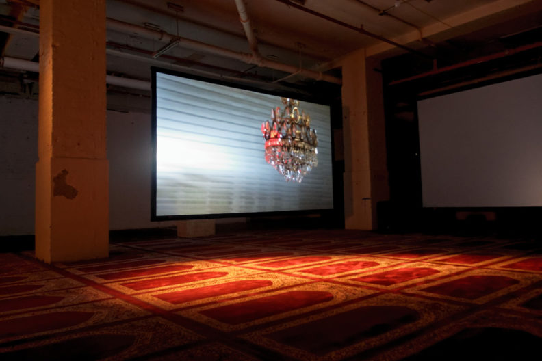 <p>Köken Ergun, <i>Ashura</i>, 2012, installation, Protocinema, New York, photo by Ergu</p>